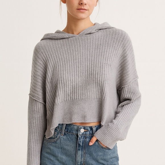 Offline by Aerie | Size S | Ribbed Knit Cropped Hoodie - Picture 1 of 6